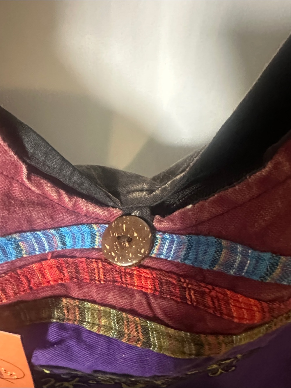 Embroidered Tree Boho Crossbody Bag - Purple & Burgundy - Picture 5 of 10